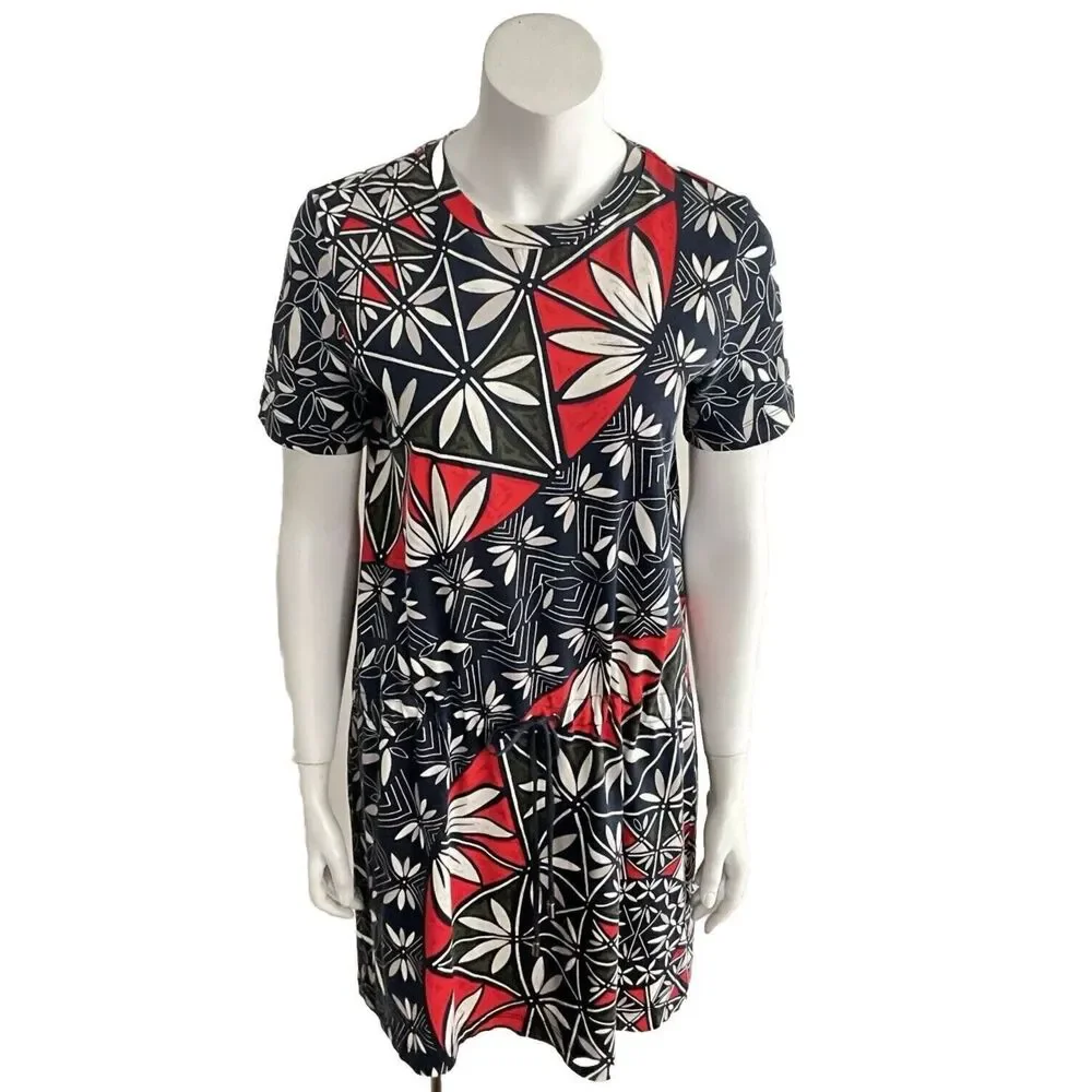 Tory Sport Geometric Pima Cotton Dress Blue XS